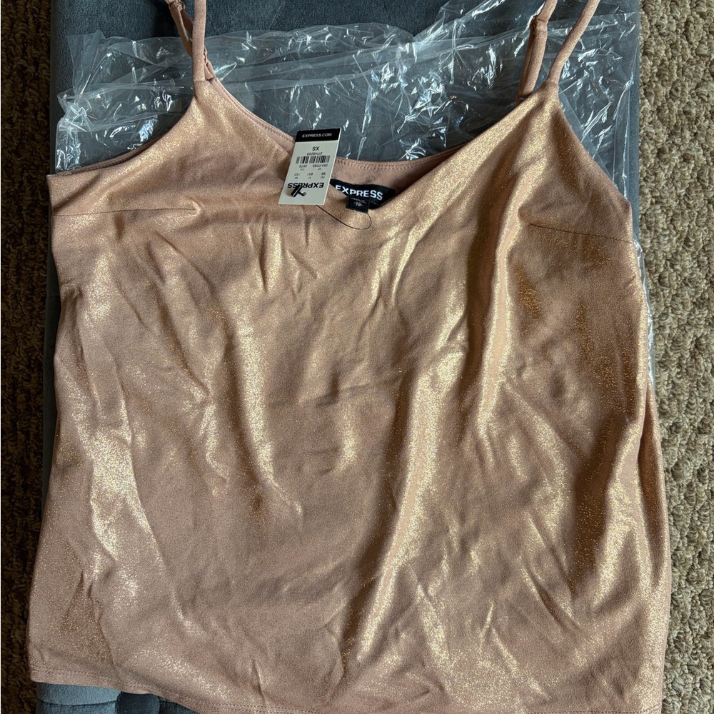 Express Metallic Rose Gold Lined Camisole Tank